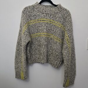 Gray and Yellow Crew Neck Sweater